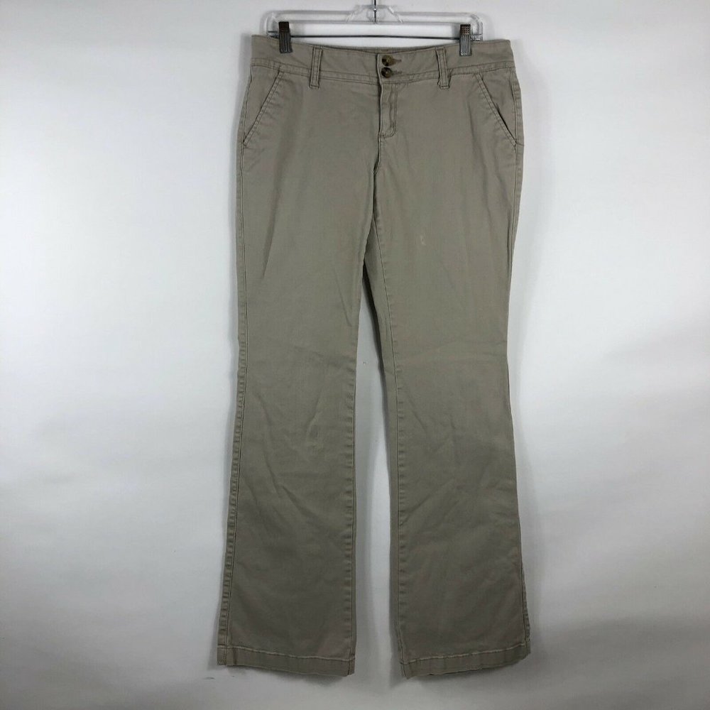 Arizona Pants Women's Size 11 Long Khaki Chino Bootcut Double Button Mid Rise